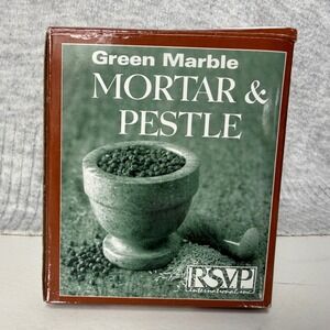 Green Marble Mortar and Pestle Set Vintage 2000 GMP RSVP International